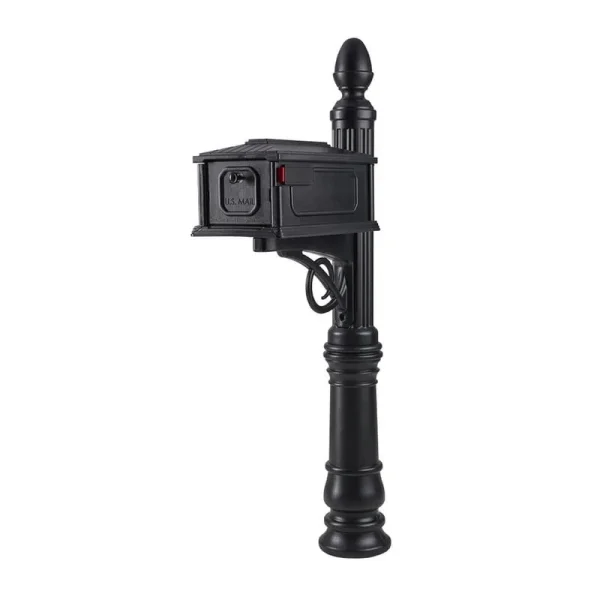 Architectural Mailboxes SC000BAM Stratford Black, Medium, Plastic, All-in-One Mailbox and Post Combo