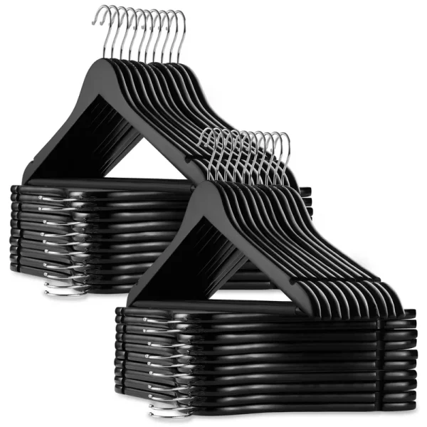 40 Wooden Suit Hangers by Casafield - Black