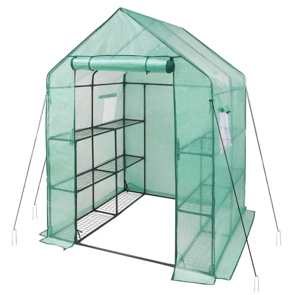 iPower Greenhouse for Indoor and Outdoors with Screen Windows 3 Tier 12 Shelves Portable Gardening Plant House Plastic Portable Green House with Durab