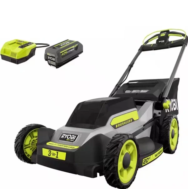 Ryobi 40V HP Brushless 20 in. Cordless Electric Battery Walk Behind Self-Propelled Mower with 6.0 Ah Battery and Charger