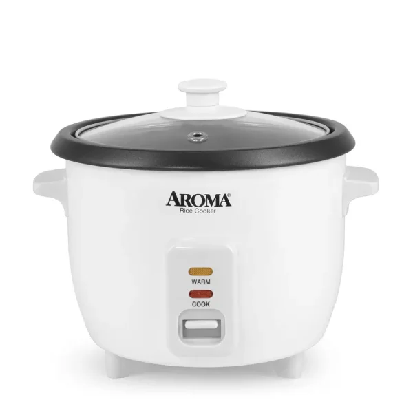 Aroma Housewares 6-Cup (Cooked) 1.5 Qt. One Touch Rice Cooker, White