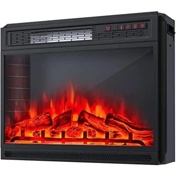 R.W.FLAME 36" Electric Fireplace Insert,Freestanding & Recessed Stove Heater,Touch Screen,Remote Control,750W-1500W with Timer Colorful