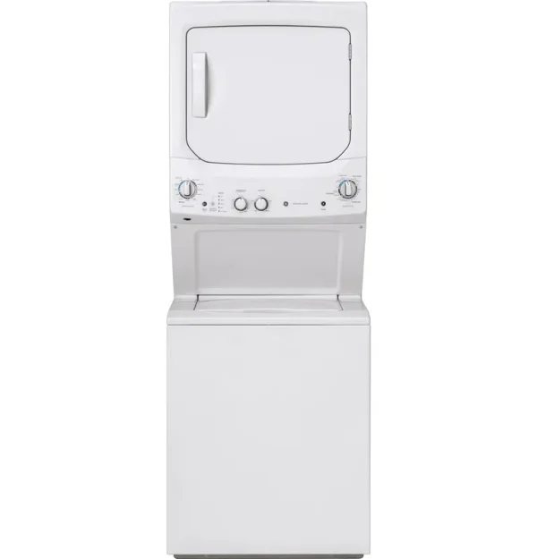 GE Unitized Spacemaker 3.8 DOE Cu. Ft. Stainless Steel Washer and 5.9 Cu. Ft. Gas Dryer