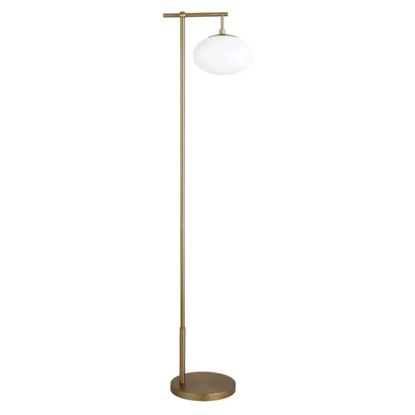 Nula 67.75" Arched Floor Lamp Joss & Main Base Finish: Brushed Brass, Shade Color: White