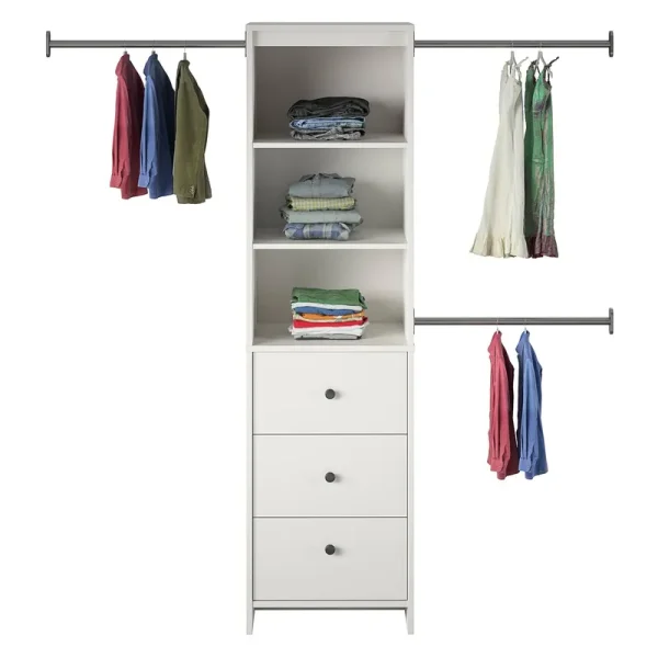 SystemBuild Beckett Closet Storage Organizer, White
