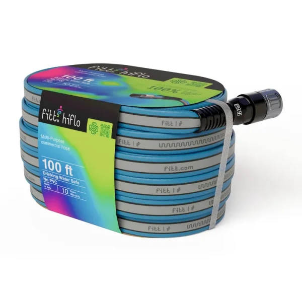 Fitt Hiflo 100ft Lightweight Blue Hose with Aluminum Couplings, Size: 1/2 Diameter