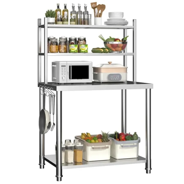 AECOJOY Stainless Steel Table with Overshelves 30"x24" Prep Table for Commercial