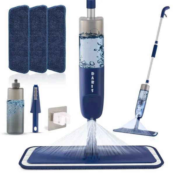 SDARISB Mcrofiber Spray Mop for Floor Cleaning Wet Dry 360 Degree Spin Dust Home Kitchen Hardwood Floor Flat Mops with 500MLRefillable Bottle Include