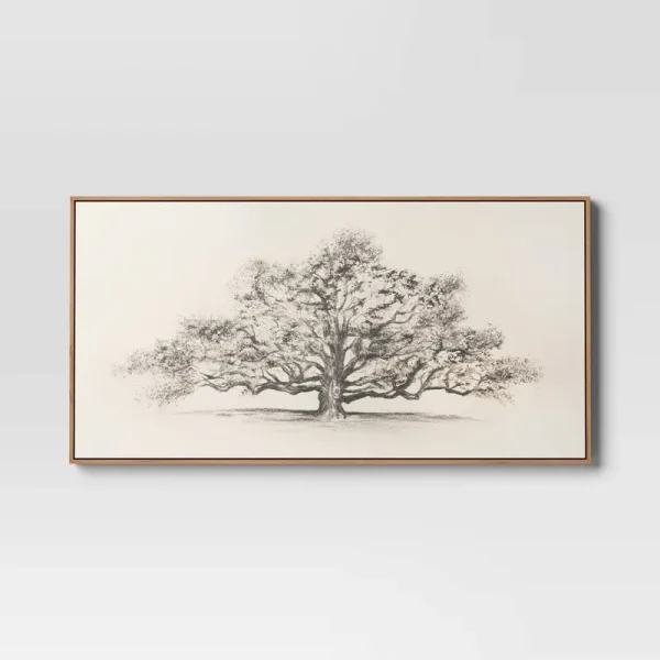 47" x 24" Pen and Ink Tree Framed Wall Canvas - Threshold