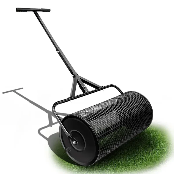 Leiza 24 in Compost Spreader for Lawn Garden Yard Upgraded T Shaped Handle Moss Durable Lightweight for Planting, Seeding (D12.5In, Black)