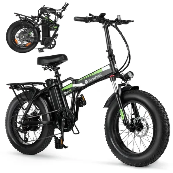 Isinwheel D4 Electric Bike for Adult, 20" Fat Tire Electric Bicycle with 500W Motor, 15AH Removable Battery, Foldable E - Bike with Front Suspension, Shimano 7 Speed