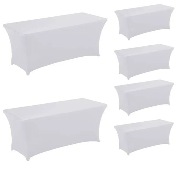 HAORUI 6pcs Stretch Tablecloth 6ft Spandex Table Cover for Craft Exhibitions Wedding Party Show (6ft White)