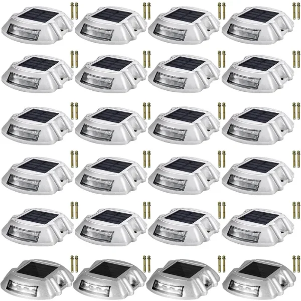 VEVOR 24 Pack Solar Dock Light Solar Power LED Lights Road Driveway Pathway 6 LEDs