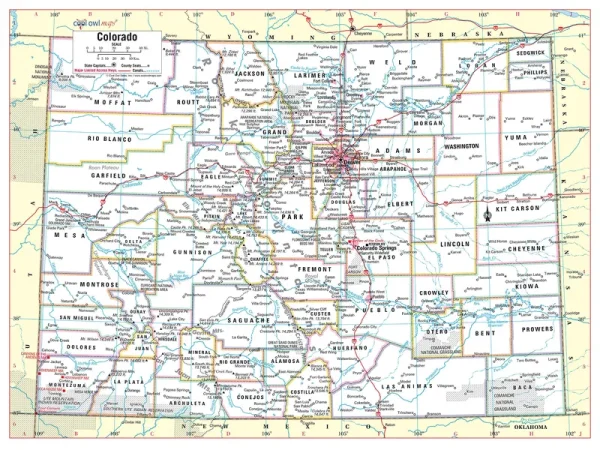 Cool Owl Maps Colorado State Wall Map Poster Rolled 32 inchx24 inch (Paper)