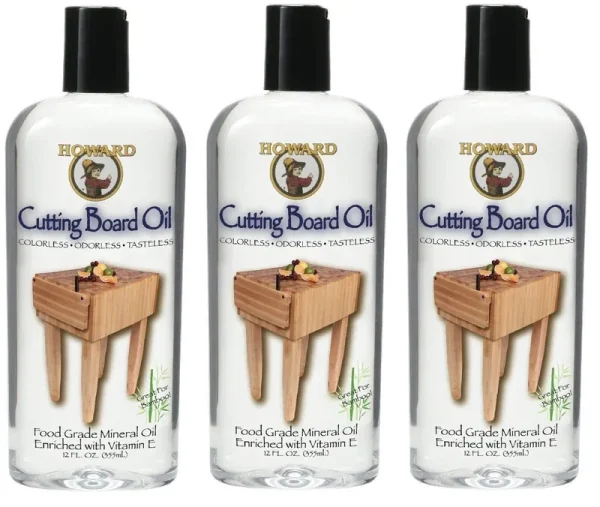 Howard Bbb012 Butcher Block and Cutting Board Oil, 12-Ounce (3-pack)