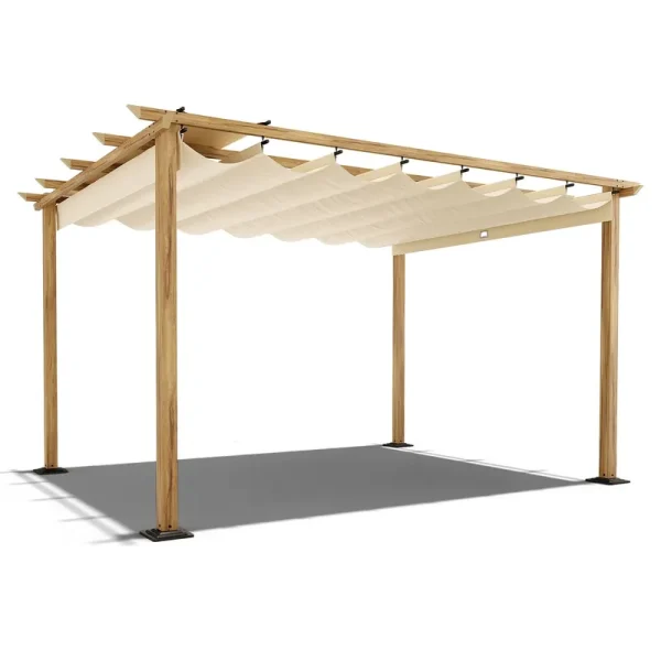 Lowe's 10-ft W x 13-ft L x 7-ft 3-in H Beige Metal Freestanding Pergola with Canopy Polyester | EL-ZPPLR1013-M-WL3