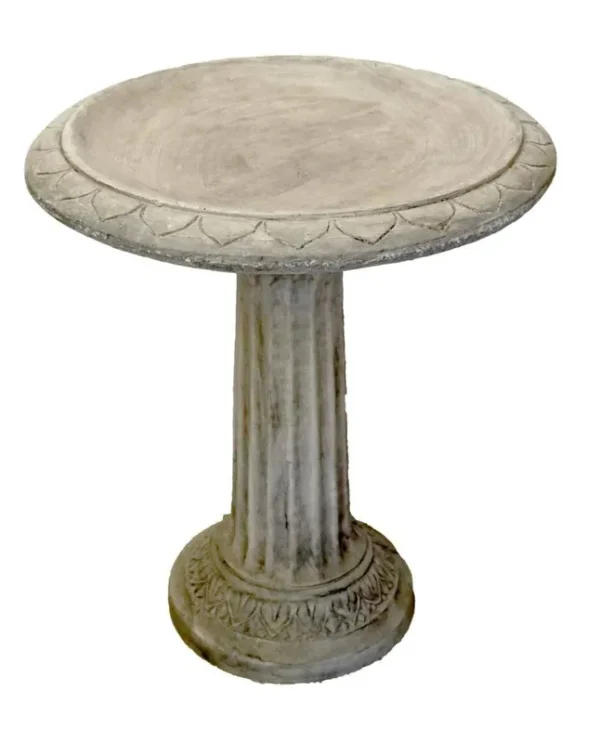 Traditional Column 27-in H Pre Aged Concrete Complete Birdbath