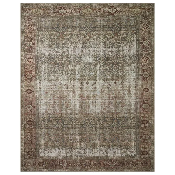 Amber Lewis x Loloi Georgie Collection GER-07 Moss / Salmon 7'6" x 9'6" Area Rug