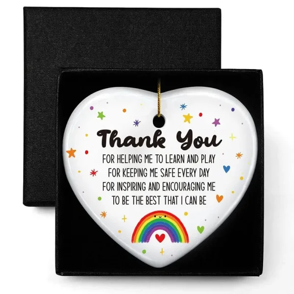 Teacher Appreciation Gifts, Thank You Encouraging Me to Be The Best, Ornament Keepsake Sign Heart Plaque Gift for Teacher, Best Teacher Gift, Birthday