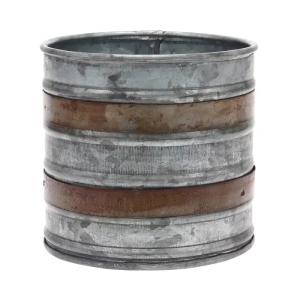 Stonebriar Aged Galvanized Container with Rust Detail Trim