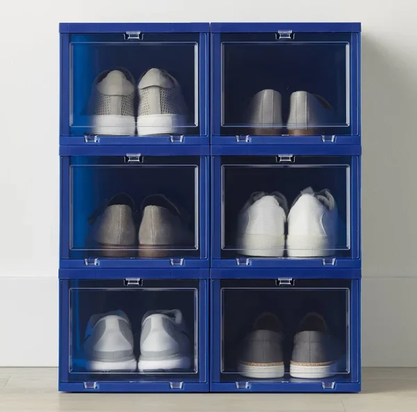 Best Value Case of 6 Small Drop-Front Shoe Box Blue
