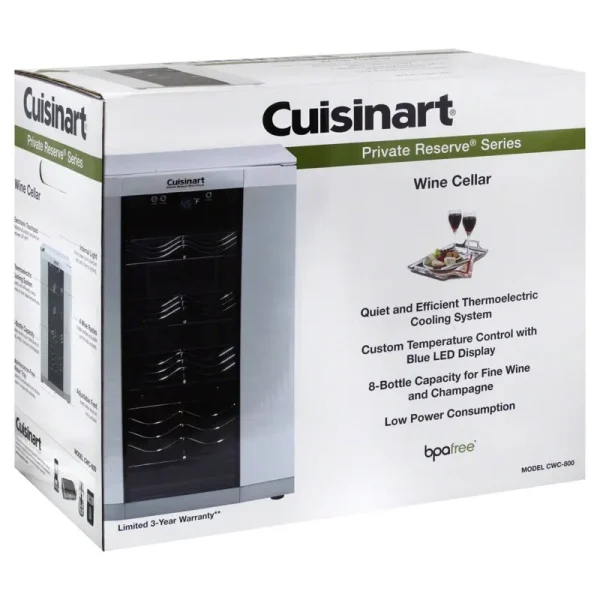 Cuisinart CWC-800 Private Reserve Wine Cellar, Stainless Finish, 8-Bottle Capacity