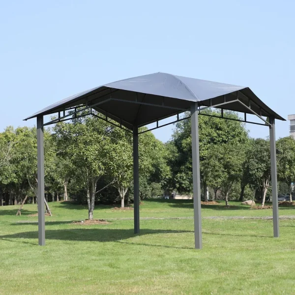 Outsunny 10' x 10' Steel Fabric Soft Top Outdoor Canopy Gazebo - Grey