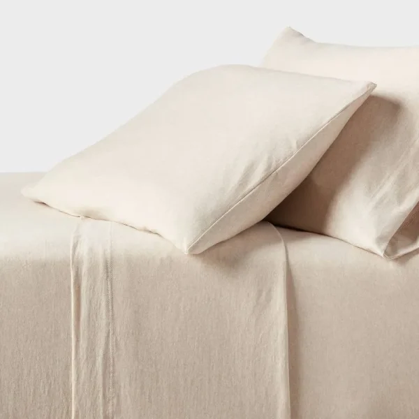 Full Cotton Jersey Sheet Set Heather Oatmeal - Threshold
