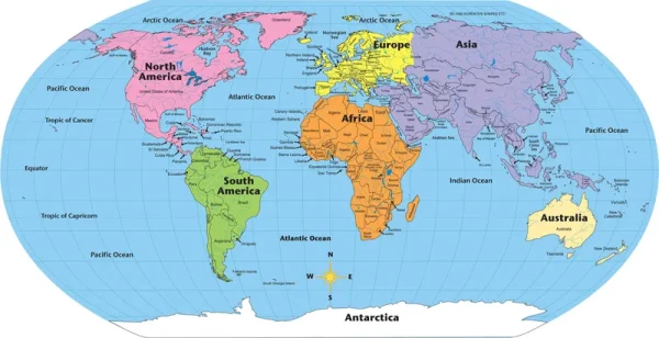 Shapes etc. Practice Map Labeled World 30 Sht