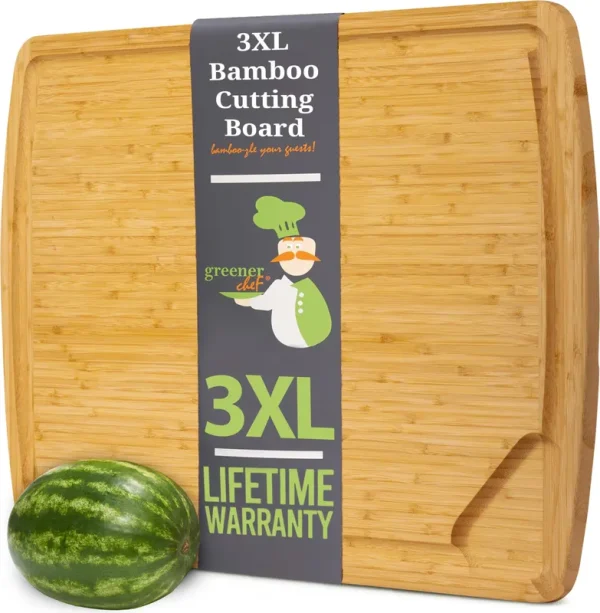 Greener Chef 30 inch 3XL Extra Large Cutting Board with Lifetime Replacements - Oversized Bamboo Stove Top Cover Noodle Board - Wooden Meat Cutting