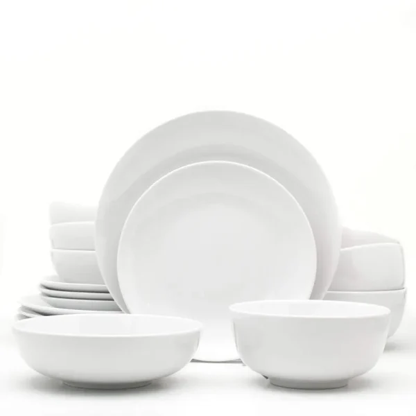 Euro Ceramica White Essential 16-Piece Dinnerware Set