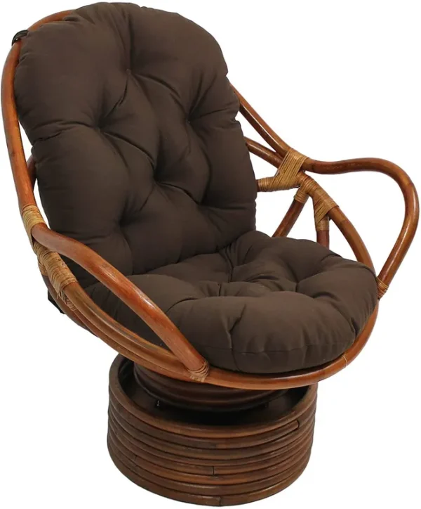 Blazing Needles 48"x24" Solid Twill Swivel Rocker Cushion, Chocolate