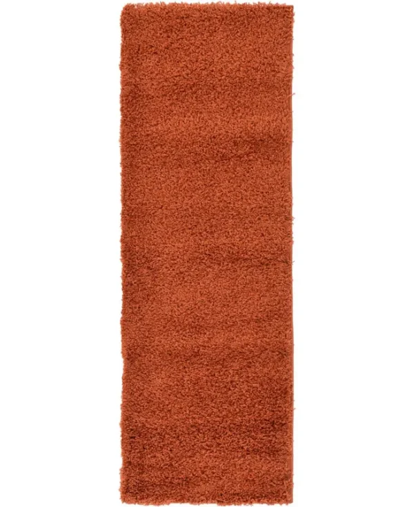 Unique Loom Solid Shag Terracotta 6 ft. Runner Rug