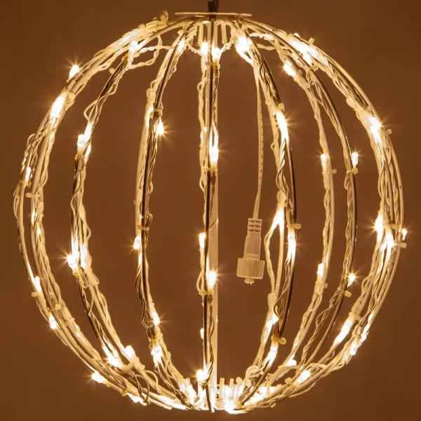 12" Light Ball, Fold Flat White Frame, Warm White LED