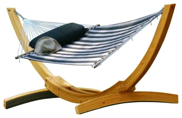 Noble House Richardson Outdoor Stripe Fabric Hammock in Navy/White