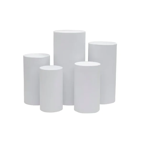 1 Set, Spandex Pillar Covers for Metal Cylinder Pedestal Stands 5 Pcs/Set - White Covers ONLY/Cylinder Pedestal Stands Not Included