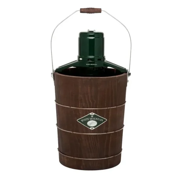 White Mountain 6 Qt. Green and Brown Electric Ice Cream Maker