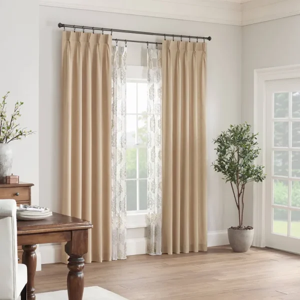 Waverly Serendipity 10 Pleat 50 in. W x 63 in. L Curtain Panel ,Linen