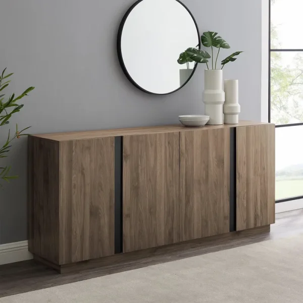 Walker Edison Modern 4 - Door TV Stand for Tvs up to 80, Slate Grey