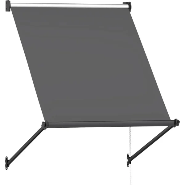AECOJOY Retractable Awning, 40"x40" Manual Outdoor Awnings for Door Entrance, Sun Shade Canopy