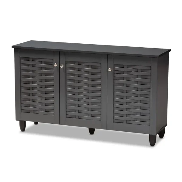 Baxton Studio Winda Dark Gray 3-Door Wooden Entryway Shoe Storage Cabinet