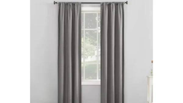 Real Living Textured Reggie Blackout Rod Pocket Curtain Panel - Gray - 84 in
