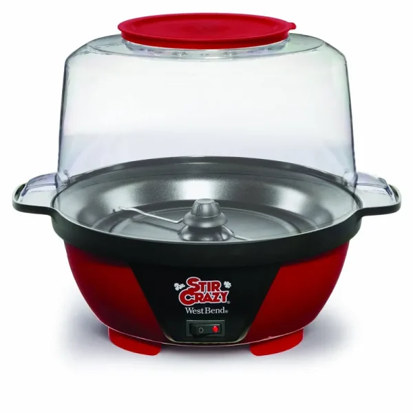 West Bend 82505 Stir Crazy Electric Hot Oil Popcorn Popper Machine with Stirring