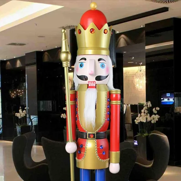 CDL 6ft Tall Life-Size Large/Giant Red Christmas Wooden Nutcracker King Figures on Stand Holds Golden Scepter for Indoor Outdoor Xmas/Event