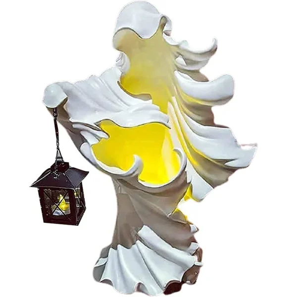Scary Hell Messenger Lantern Decoration Witch Resin Sculpture Decoration Ghost Statue Decoration Halloween Garden Decoration Realistic Resin Ghost