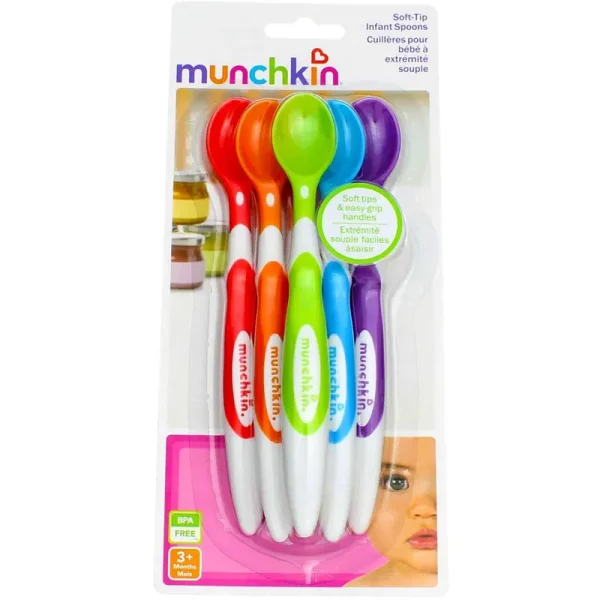 3 Pack - Munchkin Soft-Tip Infant Spoons, Assorted Colors 6 ea