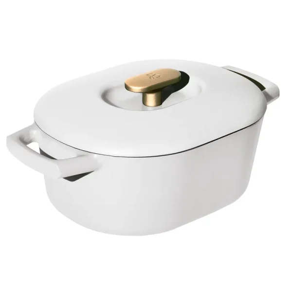 Beautiful 6qt Enamel Dutch Oven, White Icing by Drew Barrymore