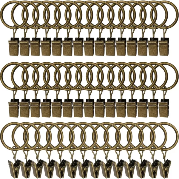 LLPJS 44 Pack Curtain Rings with Clips, Curtain Clip Rings Hooks, Bow Hanger Clips for Hanging Drapery Drapes Bows, Ring 1 inch Interior Diameter,