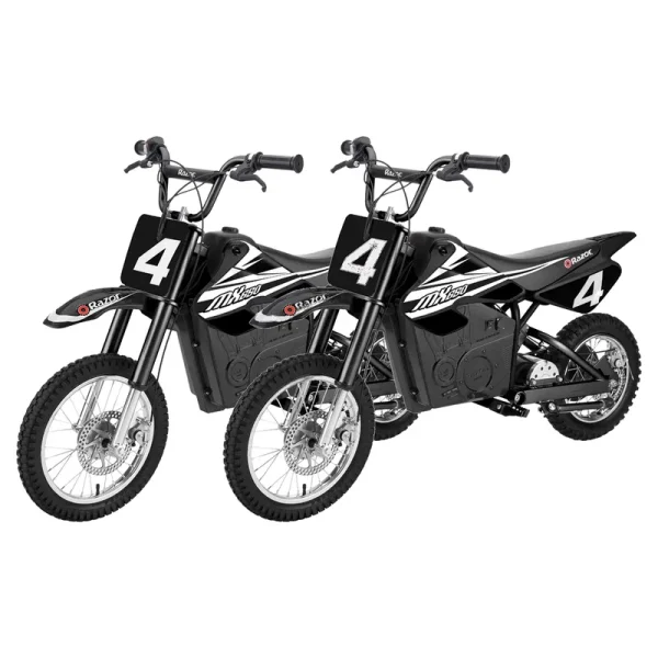 Razor MX650 Dirt Rocket High - Torque Electric Motocross Dirt Bike, Black (2 Pack)
