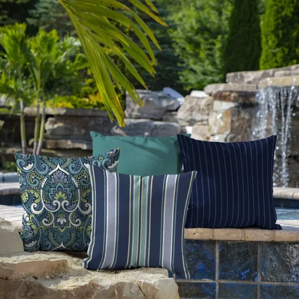 Arden Selections Outdoor 16 x 16 in. Square Pillow - 4 Count - Sapphire Aurora Stripe